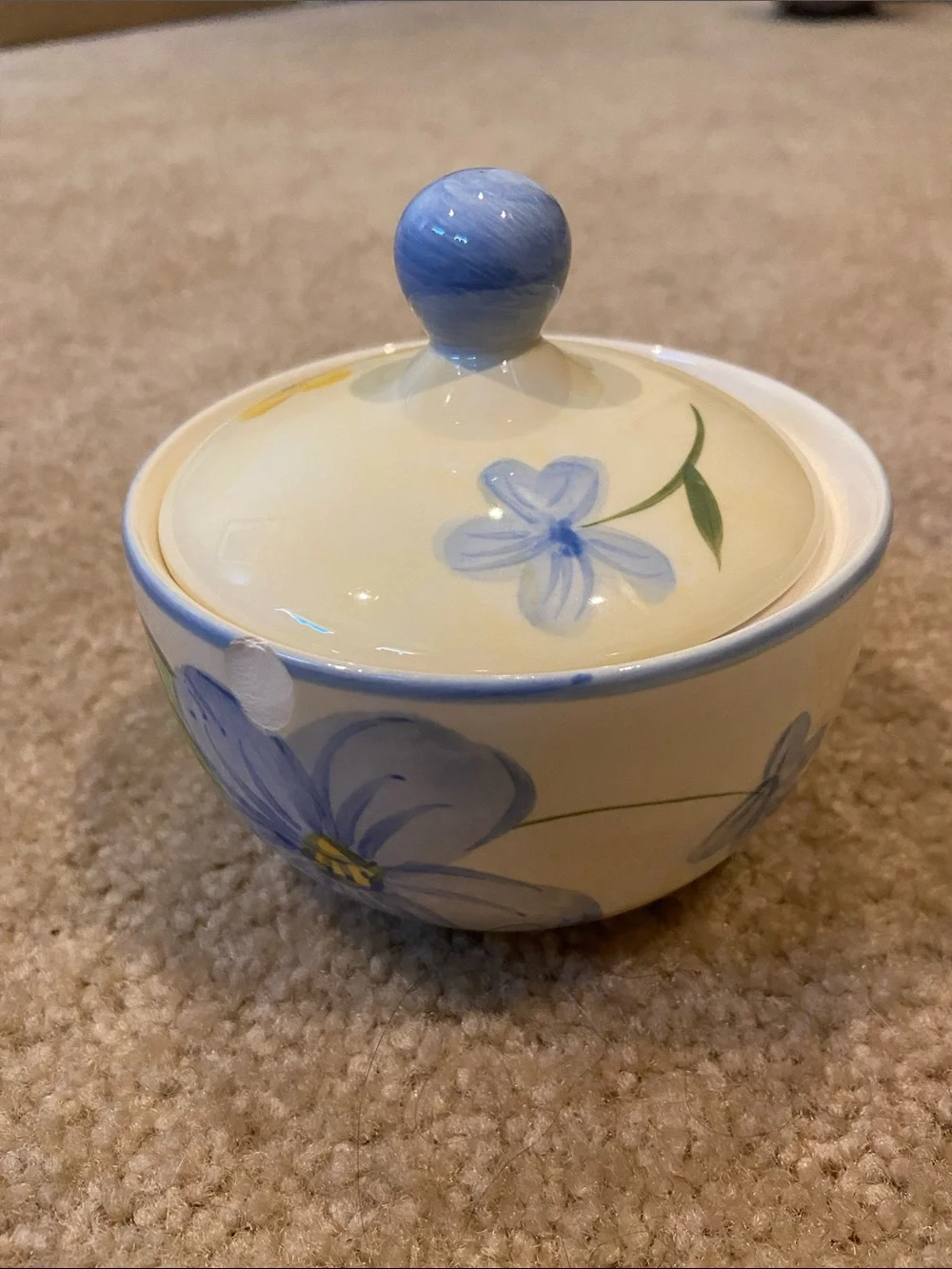 Vintage 2001 April Cornell Cottage Core Ceramic Sugar Bowl Dish & Lid Y2K Chip